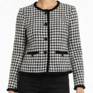 G by Giuliana Womens Black Label Jacket White/ Black Button Faux Leather Small